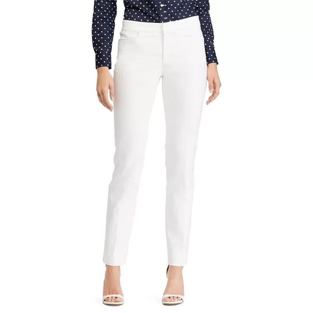 Chaps Womens 10W Slimming Fit Straight Leg Comfort White Pants